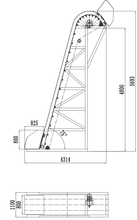 鏈條式自動翻斗提升機外形結構圖紙